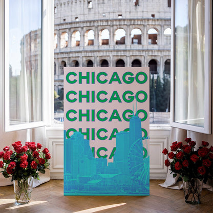 Tablou Canvas skyline Chicago vibrant stil pop-art | The Print Studio