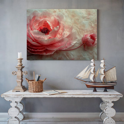 Tablou Canvas bujor roz delicat pe fundal alb pur | The Print Studio