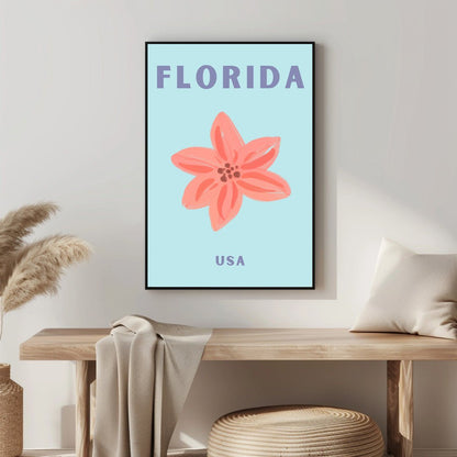 Tablou Canvas floare roz delicata pe albastrul seren | The Print Studio