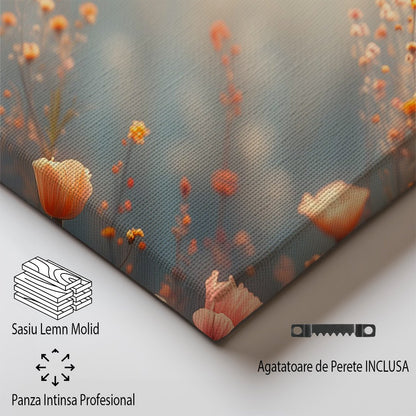Tablou Canvas camp pastelat de flori intr-un peisaj realist | The Print Studio