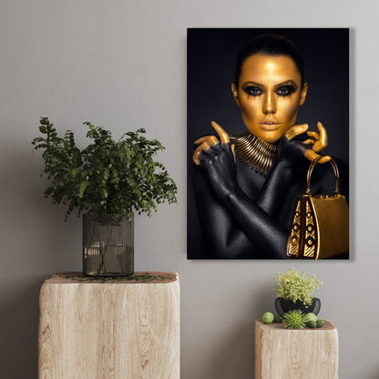 Tablou Canvas Black & Gold Eleganță Strălucitoare în Cameră