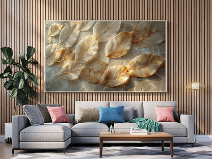 Tablou Canvas Frunze Aurii Stralucitoare Eleganta Naturala | The Print Studio