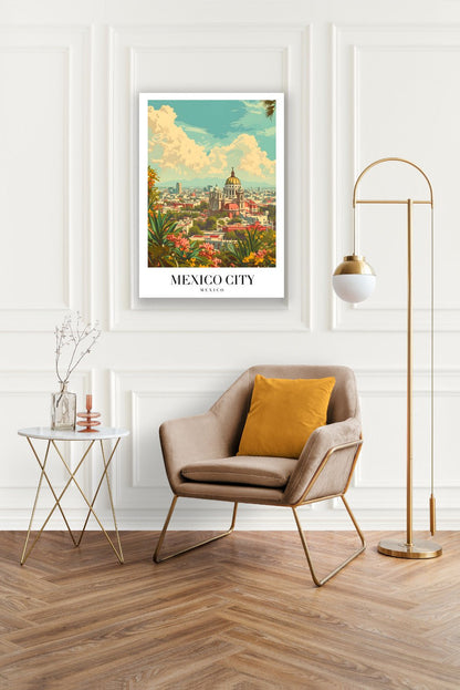 Tablou Canvas catedrala Mexicana sub cer senin vintage | The Print Studio