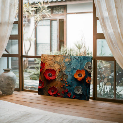 Tablou Canvas flori multicolore intr-un camp cu textura vibranta | The Print Studio