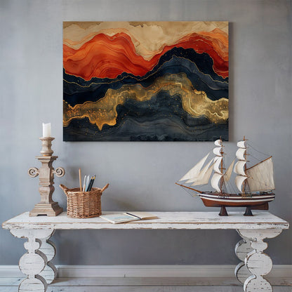 Tablou Canvas Munte Abstract in Albastru, Rosu si Galben Vibrant | The Print Studio