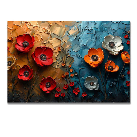 Tablou Canvas flori multicolore intr-un camp cu textura vibranta | The Print Studio