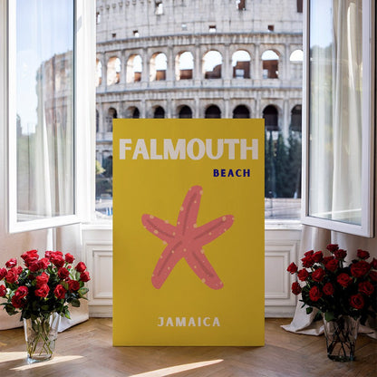 Tablou Canvas plaja Falmouth cu stea de mare, stil minimalist romantic | The Print Studio