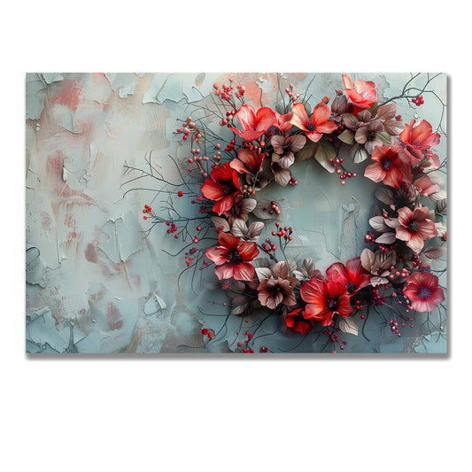 Tablou Canvas coroana florala rosie vibrant detaliu realist | The Print Studio