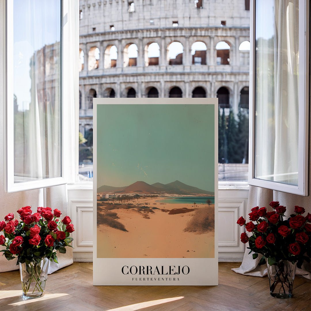 Tablou Canvas Print plaja Corralejo peisaj senin cer pastel, stil modern