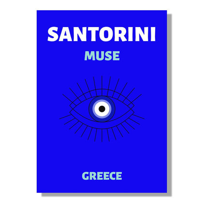 Tablou Canvas privire albastra, serenitate in Santorini | The Print Studio