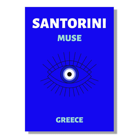 Tablou Canvas privire albastra, serenitate in Santorini | The Print Studio