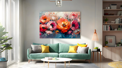 Tablou Canvas flori pastelate vibrante intr-un stil abstract elegant | The Print Studio