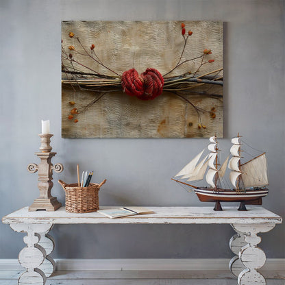 Tablou Canvas franghie rosie cu noduri simbolic realist | The Print Studio