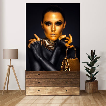 Tablou Canvas Black & Gold Eleganță Strălucitoare în Cameră