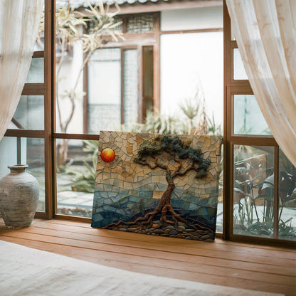 Tablou Canvas arbore mozaic vibrant in peisaj abstract | The Print Studio