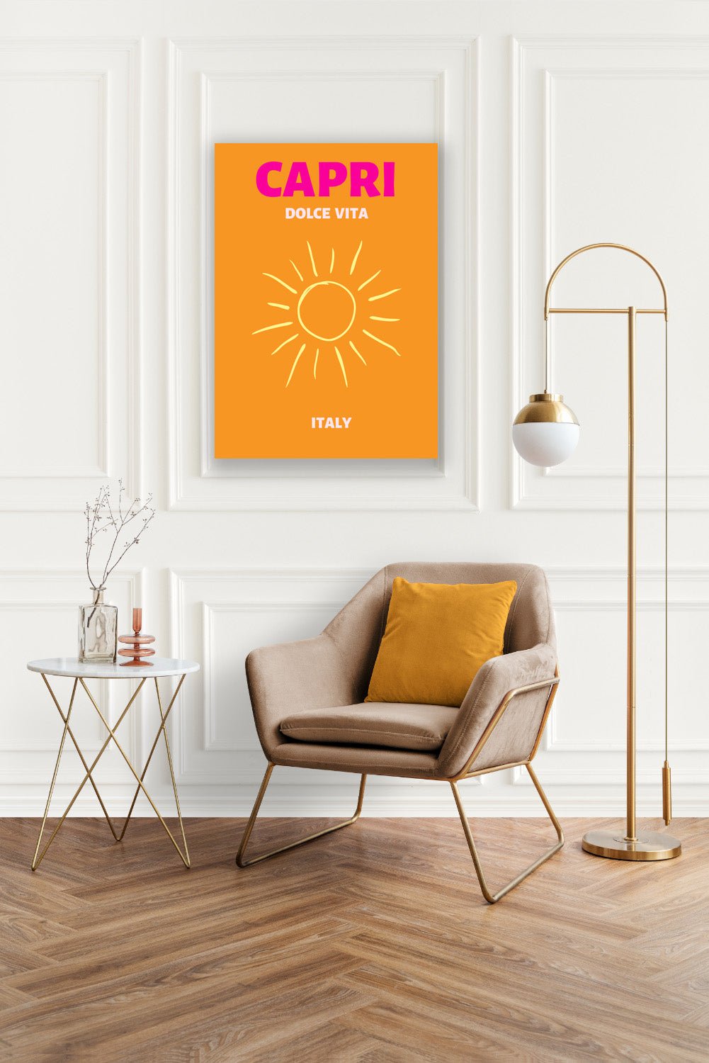 Tablou Canvas Capri soare stralucitor si dolce vita minimalista | The Print Studio