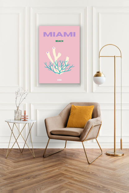Tablou Canvas coral delicat roz Miami Beach stil minimalist | The Print Studio