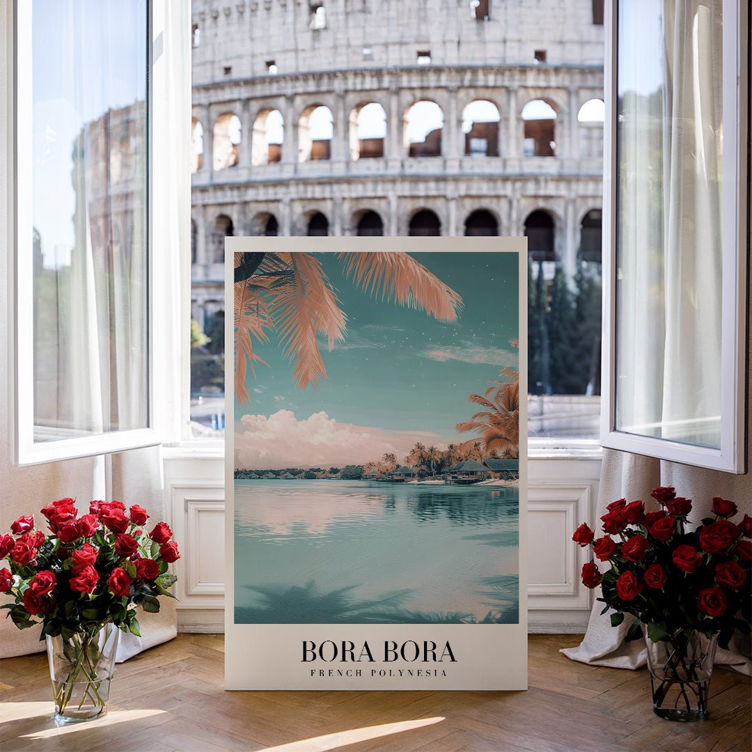 Tablou Canvas apus tropical Bora Bora ocean lin stil pastel | The Print Studio