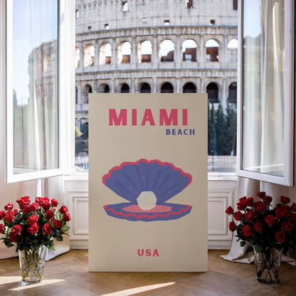 Tablou Canvas scoica delicata pe plaja Miami, eleganta minimalista | The Print Studio