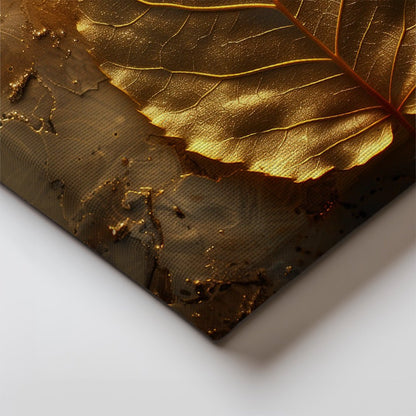 Tablou Canvas frunza aurie cu texturi metalice delicate | The Print Studio