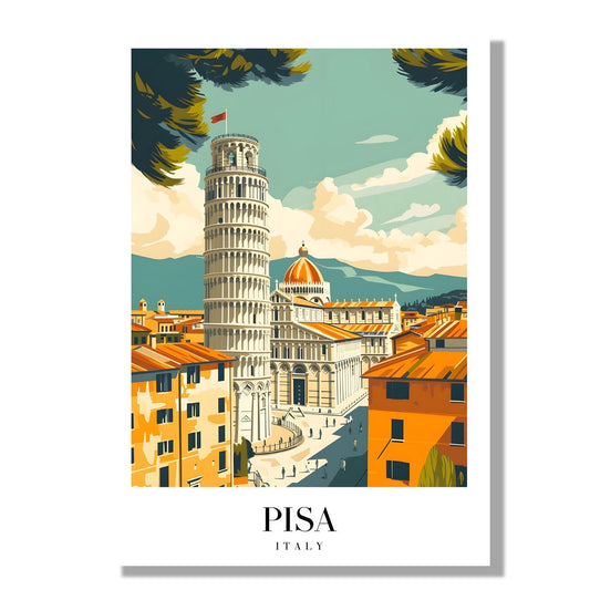 Tablou Canvas Print Pisa Turn inclinat cer luminos stil retro