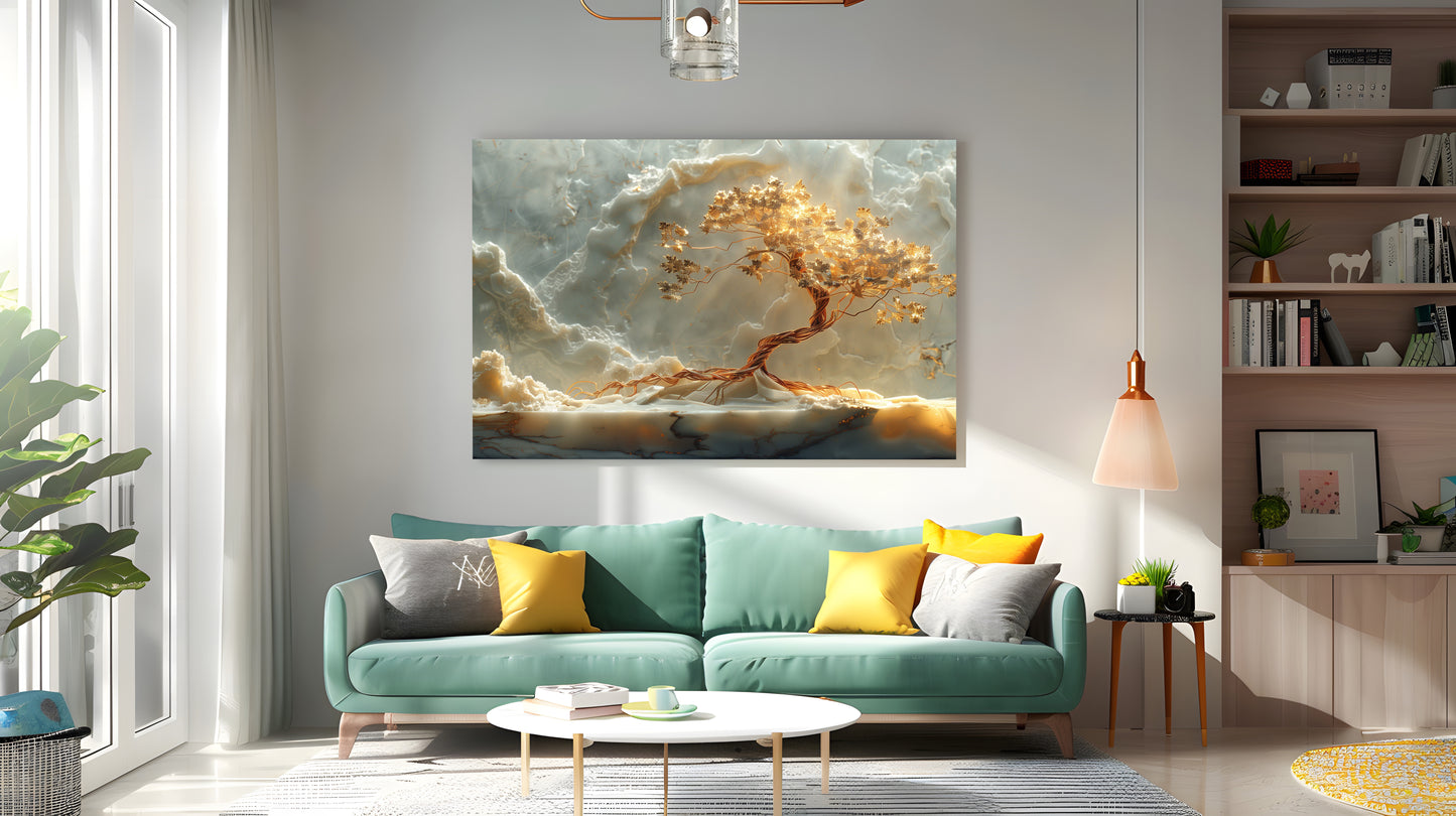 Tablou Canvas copac auriu scaldat in lumina naturala | The Print Studio