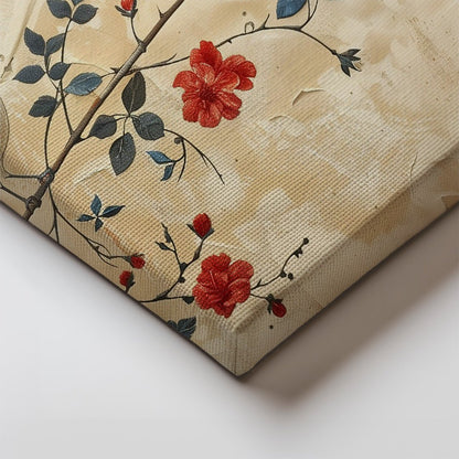 Tablou Canvas Pasari delicate pe ramura cu flori primavaratice | The Print Studio