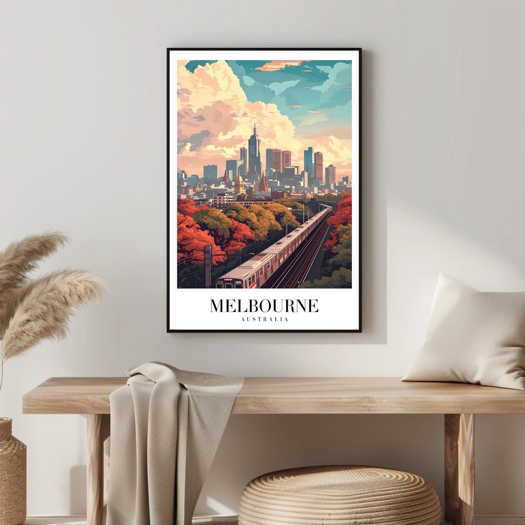 Tablou Canvas Print Melbourne tren cer senin toamna stil ilustrativ