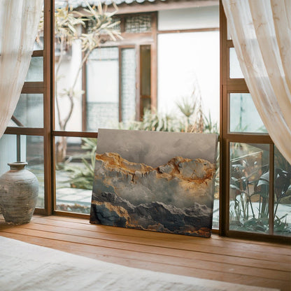 Tablou Canvas stralucire aurie pe texturi de piatra abstracta | The Print Studio