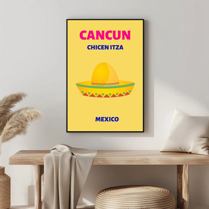Tablou Canvas sombrero vibrant pe fundal simplu Cancun | The Print Studio