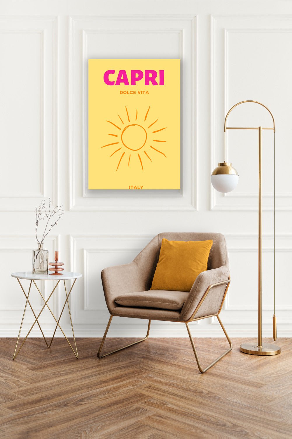 Tablou Canvas Print soare Capri stralucitor, stil minimalist