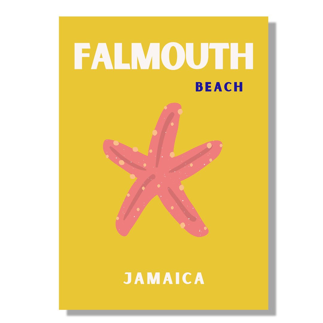 Tablou Canvas plaja Falmouth cu stea de mare, stil minimalist romantic | The Print Studio