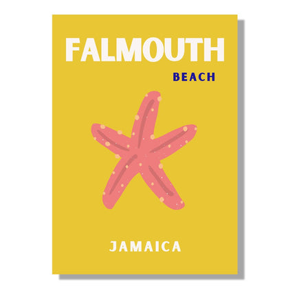 Tablou Canvas plaja Falmouth cu stea de mare, stil minimalist romantic | The Print Studio