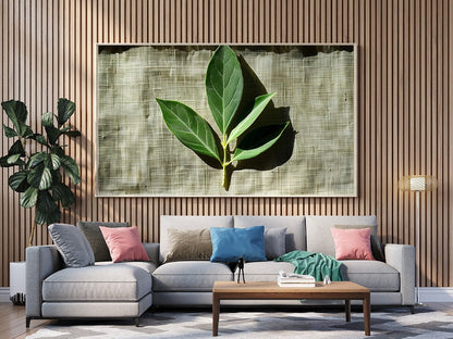 Tablou Canvas frunze proaspete cu umbre line in verde realist | The Print Studio