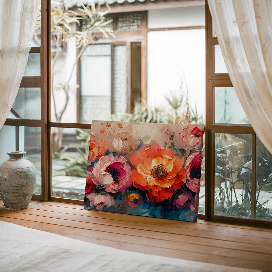 Tablou Canvas flori pastelate vibrante intr-un stil abstract elegant | The Print Studio