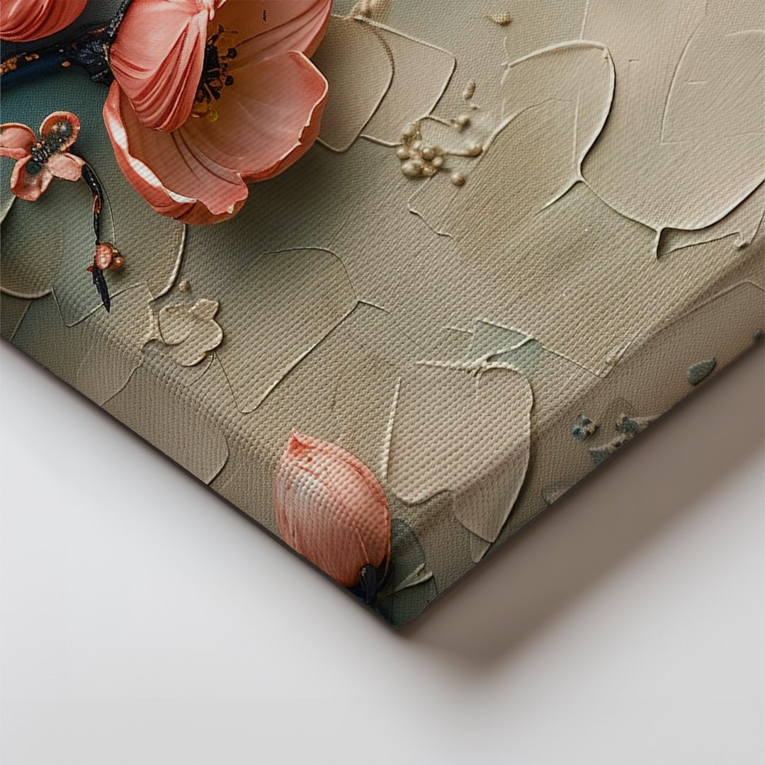 Tablou Canvas flori de primavara pe ramuri albastru pastel | The Print Studio