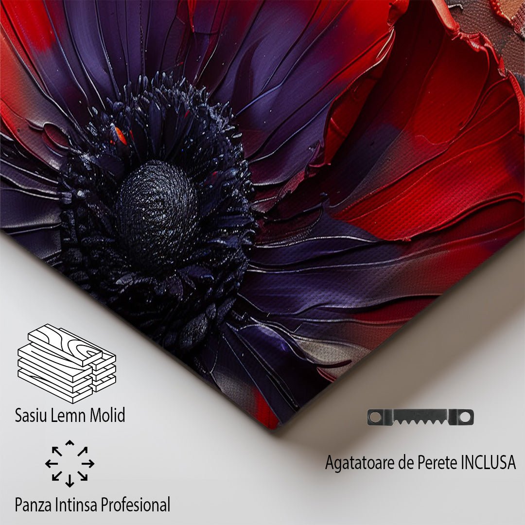 Tablou Canvas floare rosie abstracta pe fond texturat | The Print Studio