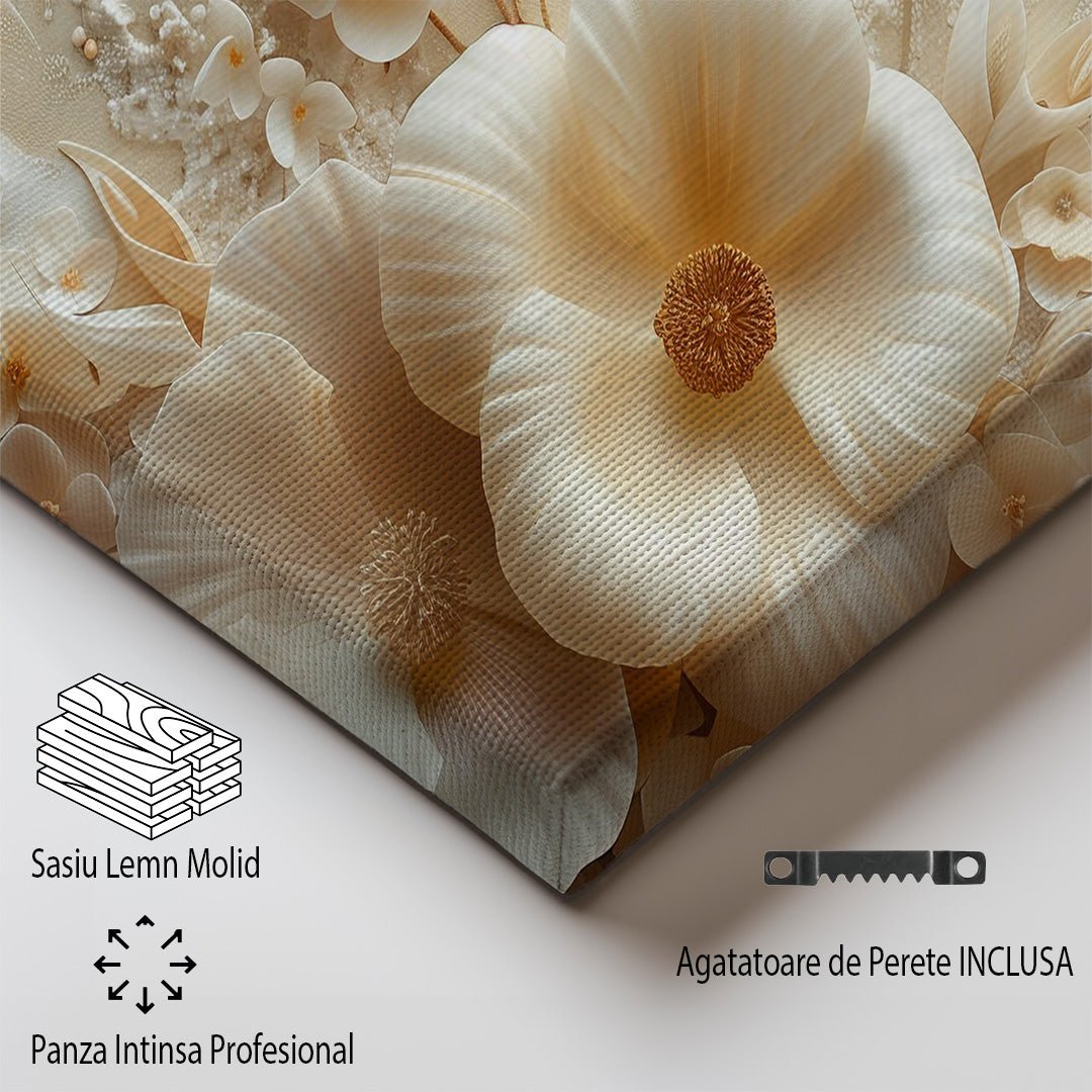 Tablou Canvas flori bej delicate, aranjament floral elegant | The Print Studio