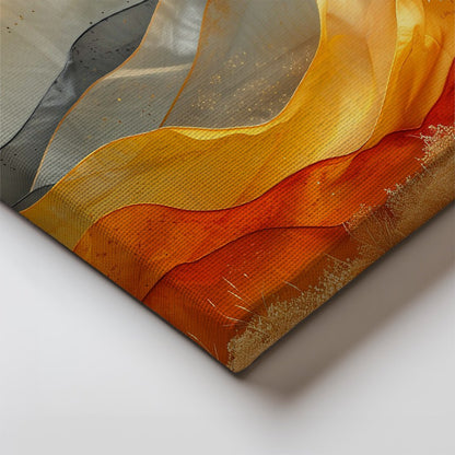 Tablou Canvas peisaj montan cu nuante calde si elemente abstracte | The Print Studio