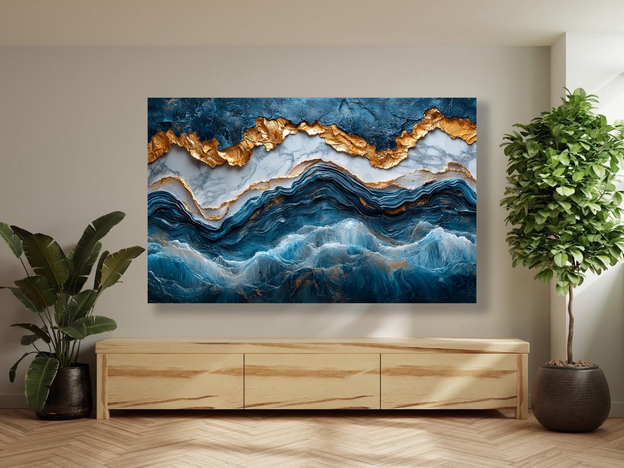 Tablou Canvas Natura "Valuri Oceanice Abstracte" - Artă Contemporană Unică