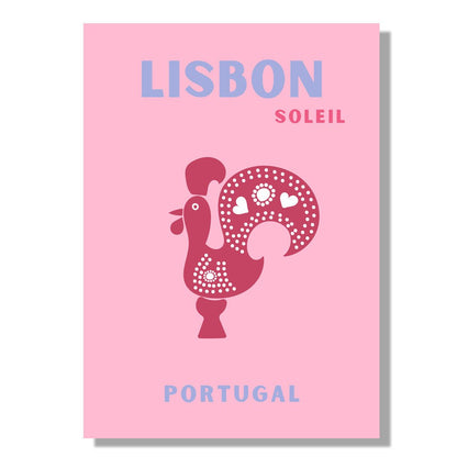 Tablou Canvas Print cocos portughez, roz vibrant, stil grafic