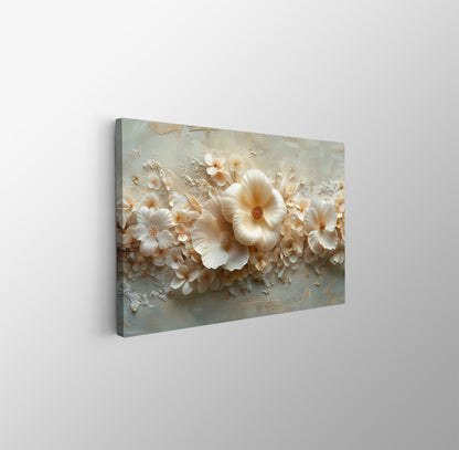 Tablou Canvas flori bej delicate, aranjament floral elegant | The Print Studio
