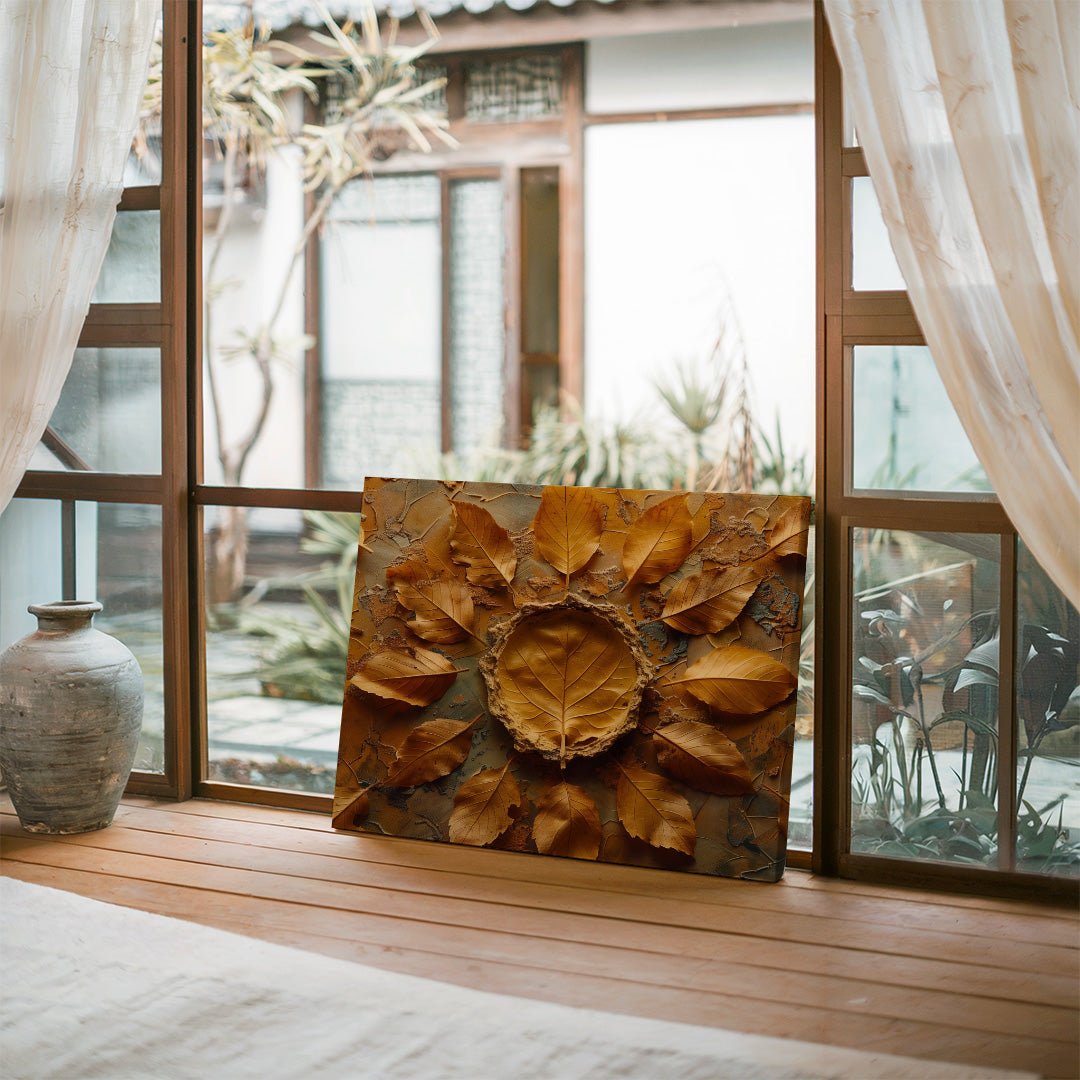Tablou Canvas frunze tomnatice cu textura naturala abstracta | The Print Studio
