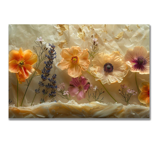 Tablou Canvas flori de camp vibrante pe fundal de lavanda | The Print Studio