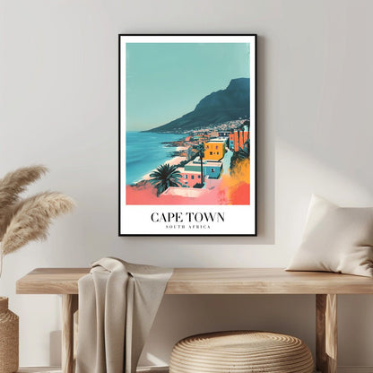 Tablou Canvas Print Cape Town ocean colorat si cladiri, stil artistic vibrant