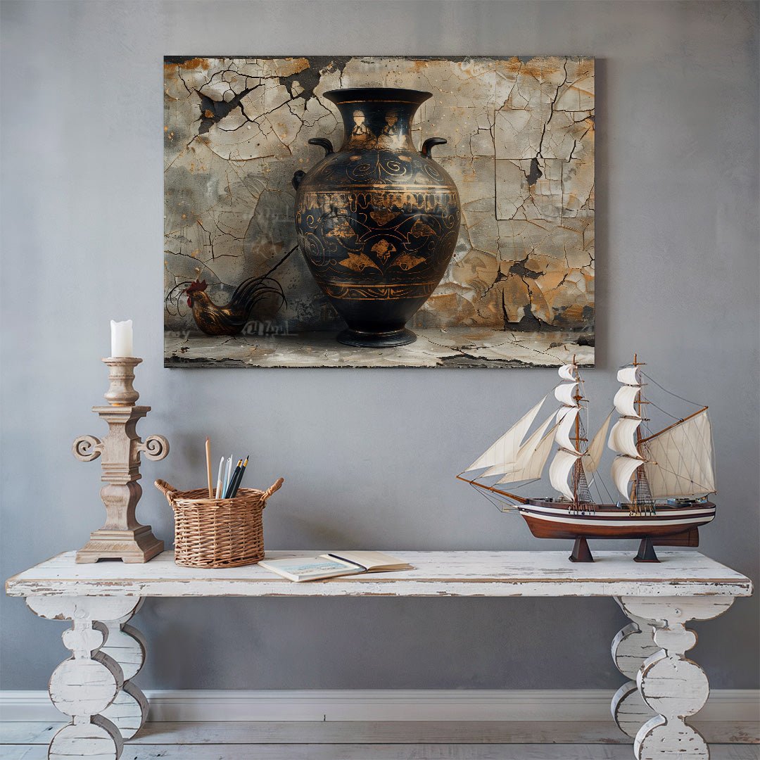 Tablou Canvas cocos langa vaza din ceramica veche, surpriza antichitatii | The Print Studio