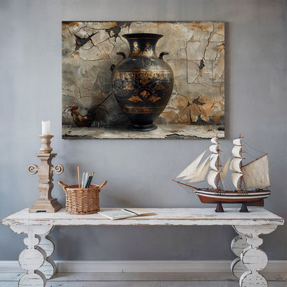 Tablou Canvas cocos langa vaza din ceramica veche, surpriza antichitatii | The Print Studio