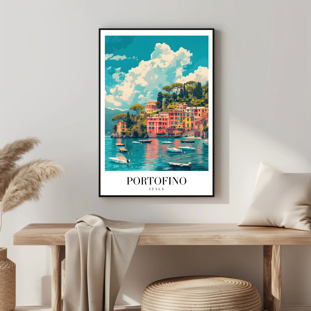 Tablou Canvas portofino vibrant sub cer albastru clar | The Print Studio