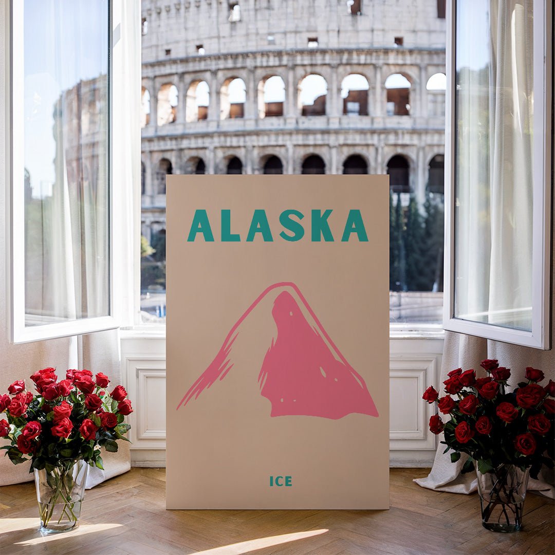 Tablou Canvas Print munte roz Alaska minimalist stil modern