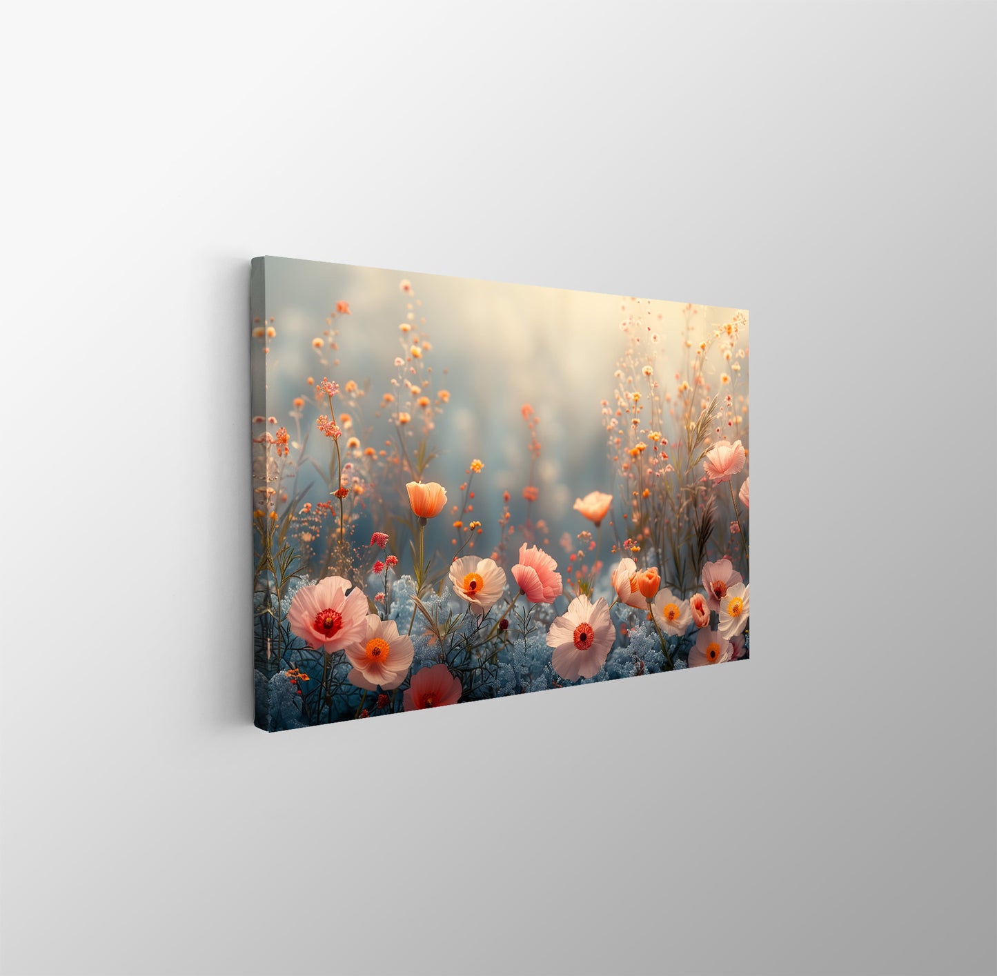 Tablou Canvas camp pastelat de flori intr-un peisaj realist | The Print Studio